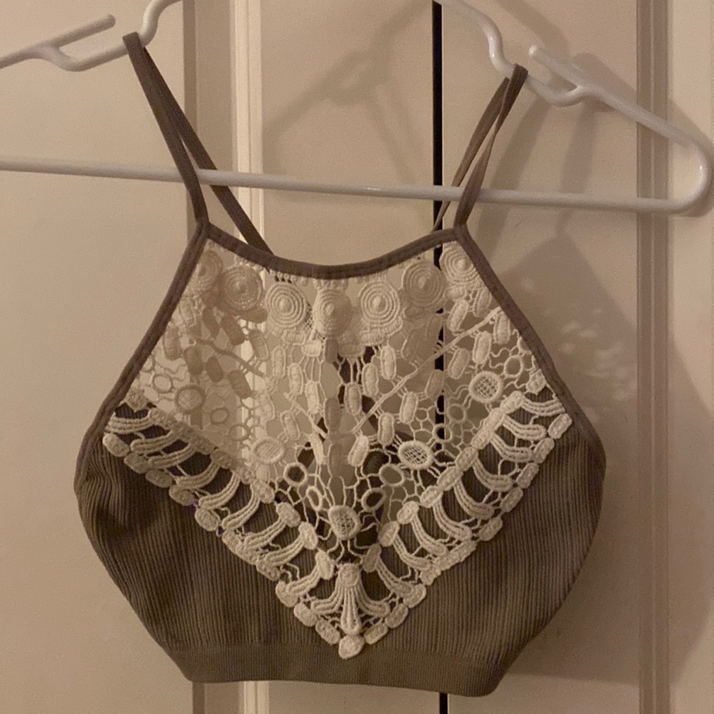 New with Tag.  XS/S Bralette. Three Bird Nest. Camel crocheted.